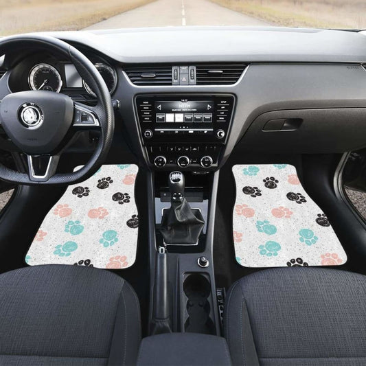 Dog Paws Pattern Print Design 04 Front And Back Car Mats 161012