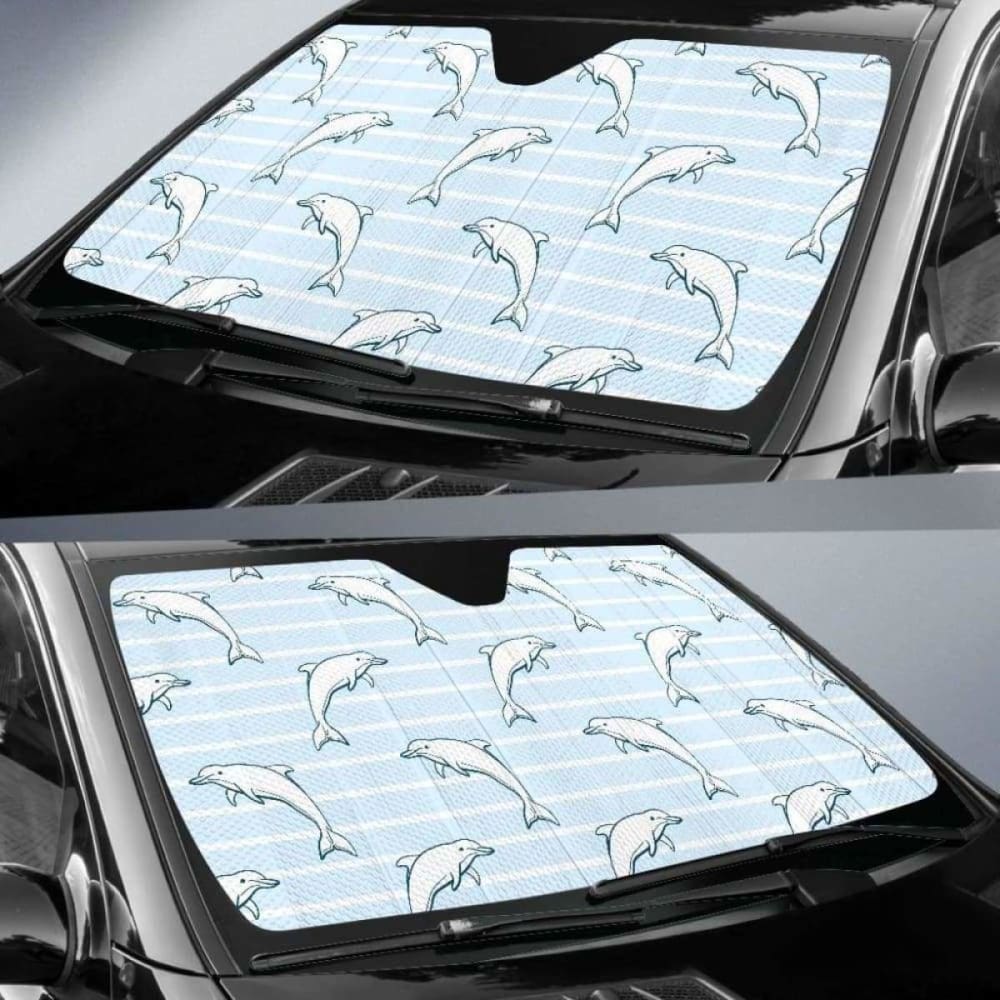 Dolphin Blue Striped Background Car Auto Sun Shades 085424 - YourCarButBetter
