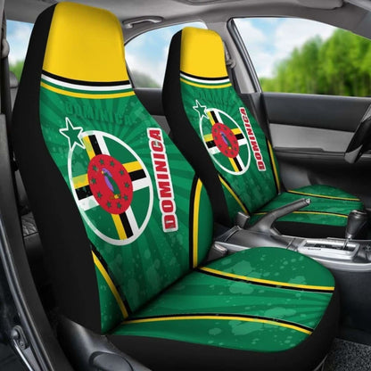 Dominica Car Seat Covers Circle Stripes Flag Version Amazing 092813