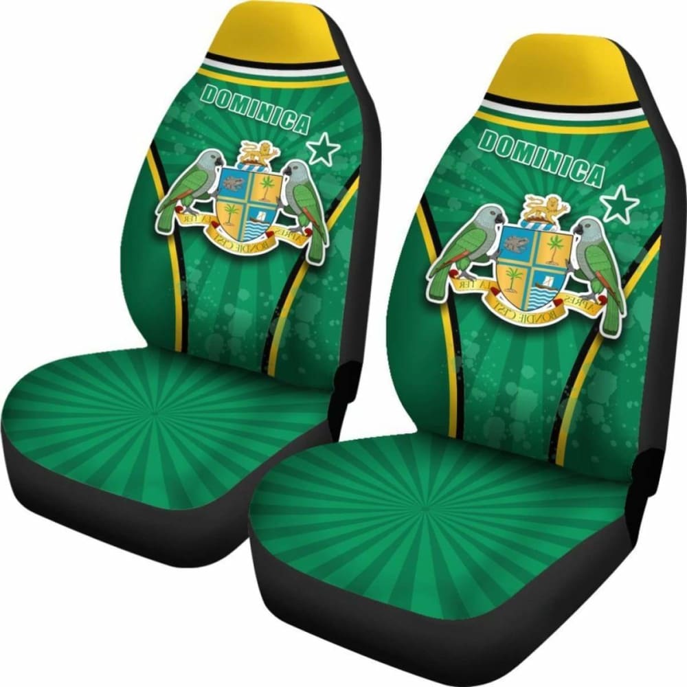 Dominica Green Car Seat Covers Circle Stripes Flag Version Amazing 092813