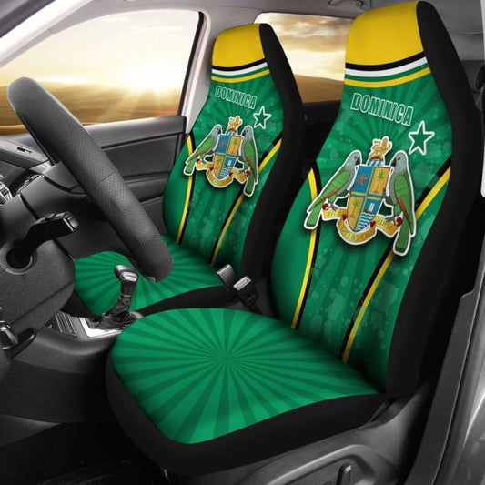 Dominica Green Car Seat Covers Circle Stripes Flag Version Amazing 092813