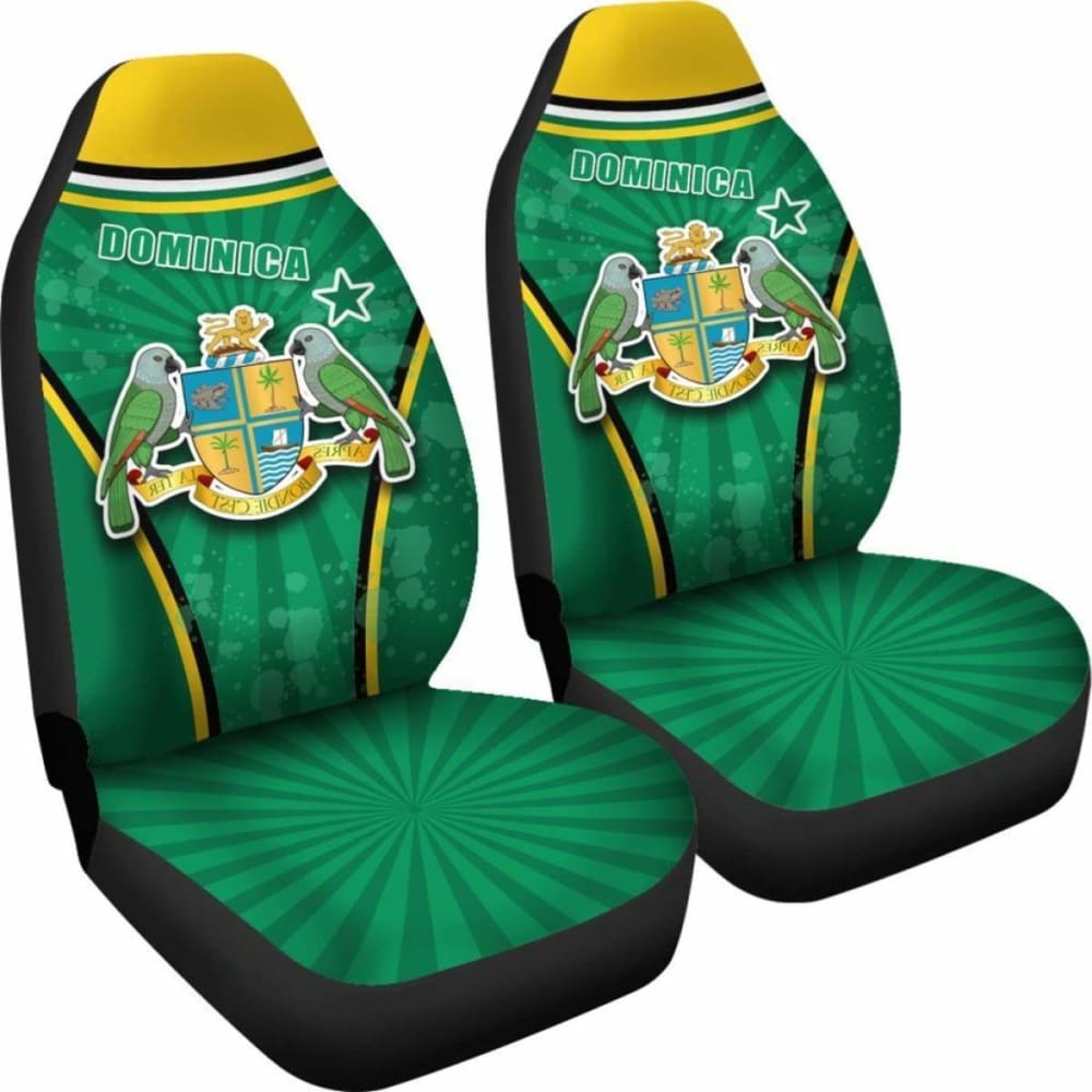 Dominica Green Car Seat Covers Circle Stripes Flag Version Amazing 092813
