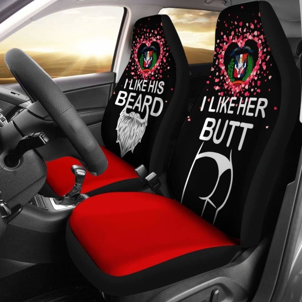 Dominican Republic Car Seat Covers Couple Valentine Her Butt - His Beard (Set Of Two) 092813