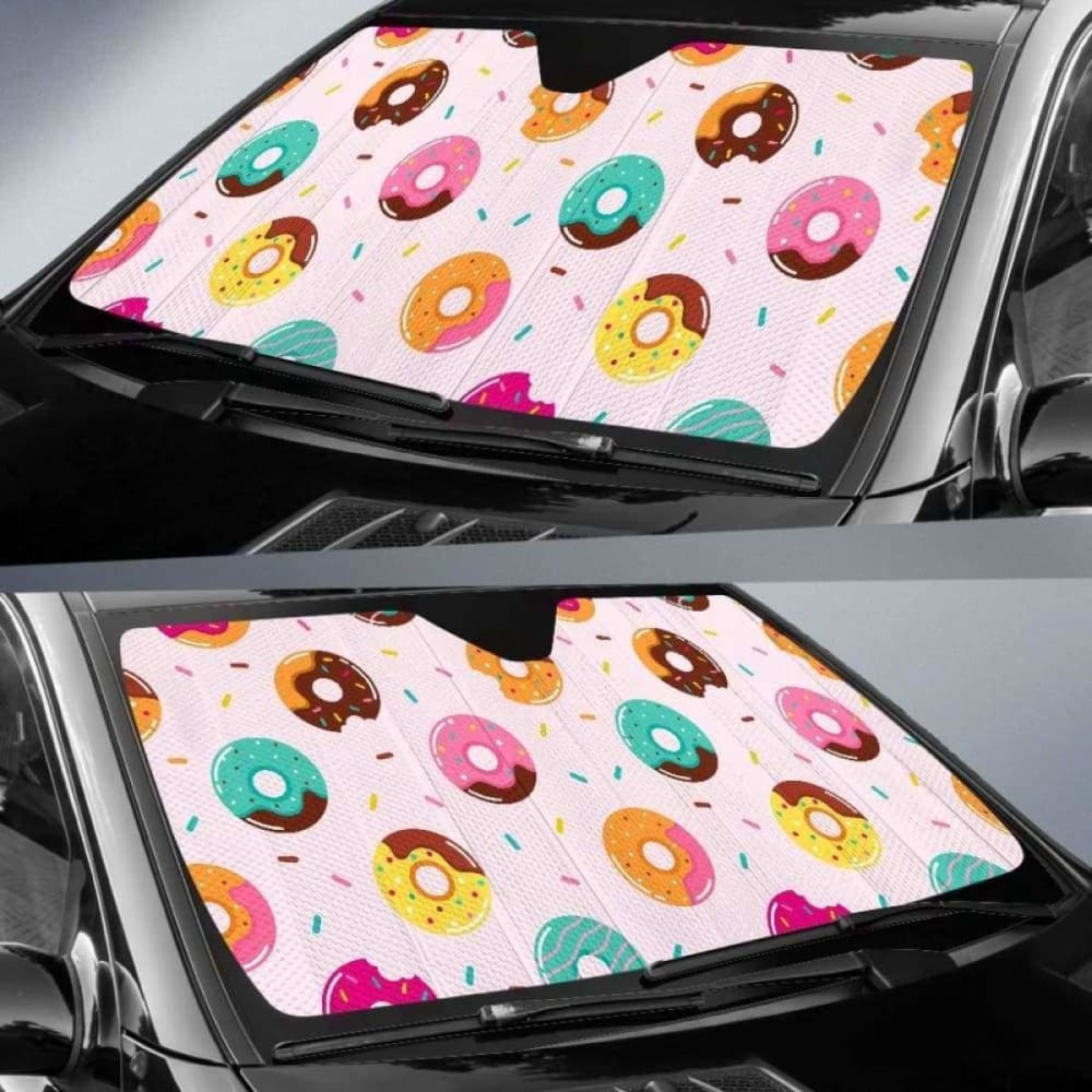 Donut Pattern Glaze Pink Background Car Auto Sun Shades 102507 - YourCarButBetter