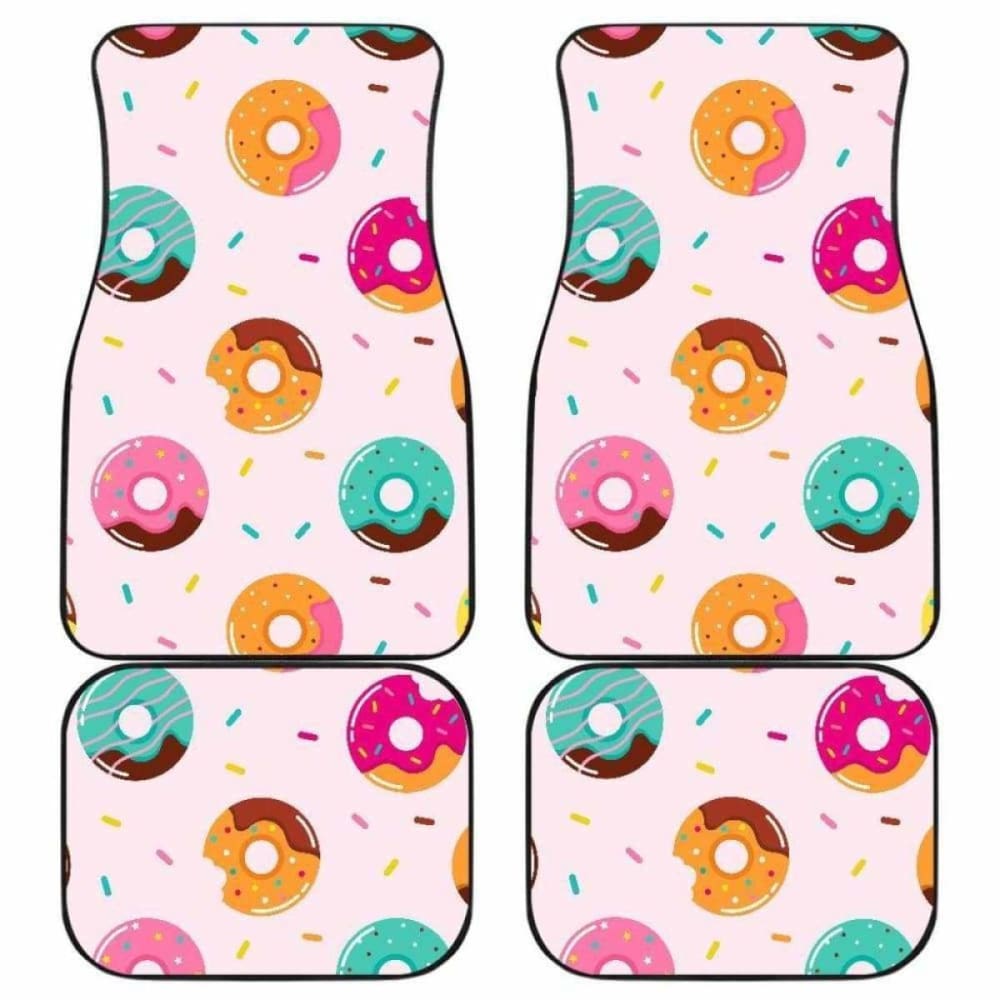 Donut Pattern Glaze Pink Background Front And Back Car Mats 153908 - YourCarButBetter