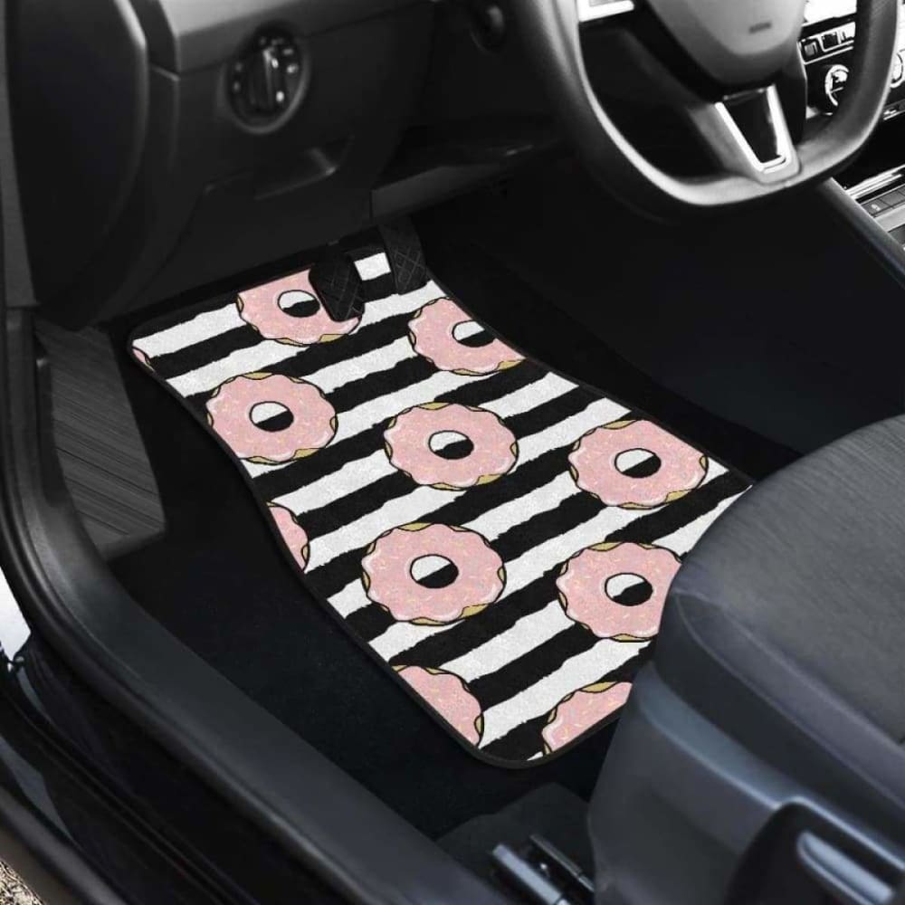 Donuts Pink Icing Striped Pattern Front And Back Car Mats 153908 - YourCarButBetter