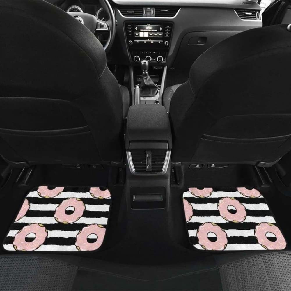 Donuts Pink Icing Striped Pattern Front And Back Car Mats 153908 - YourCarButBetter