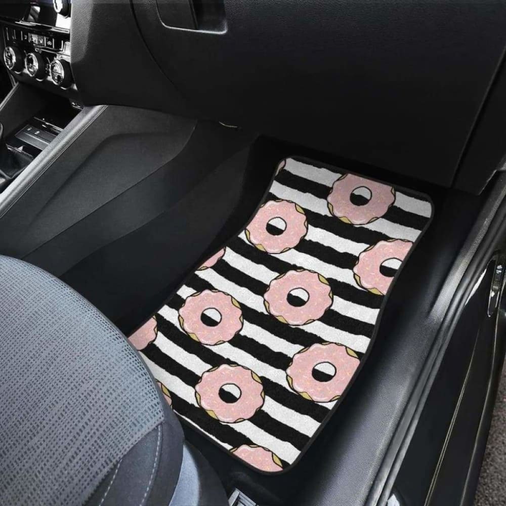 Donuts Pink Icing Striped Pattern Front And Back Car Mats 153908 - YourCarButBetter