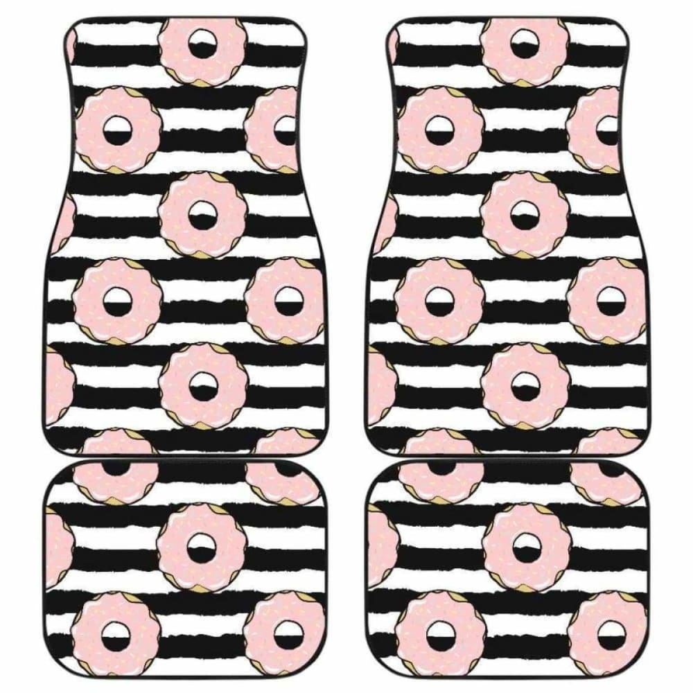 Donuts Pink Icing Striped Pattern Front And Back Car Mats 153908 - YourCarButBetter
