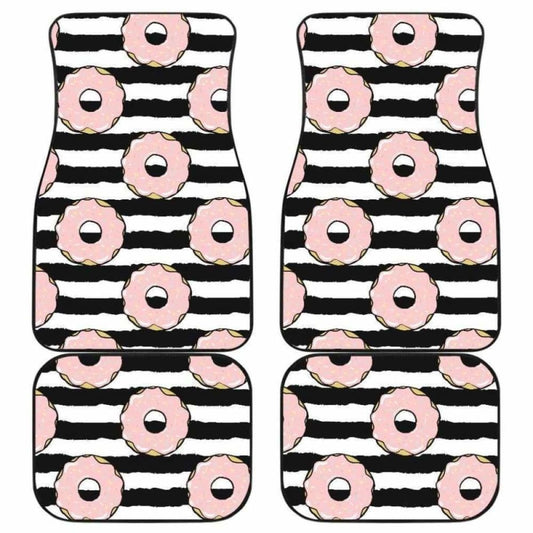 Donuts Pink Icing Striped Pattern Front And Back Car Mats 153908 - YourCarButBetter