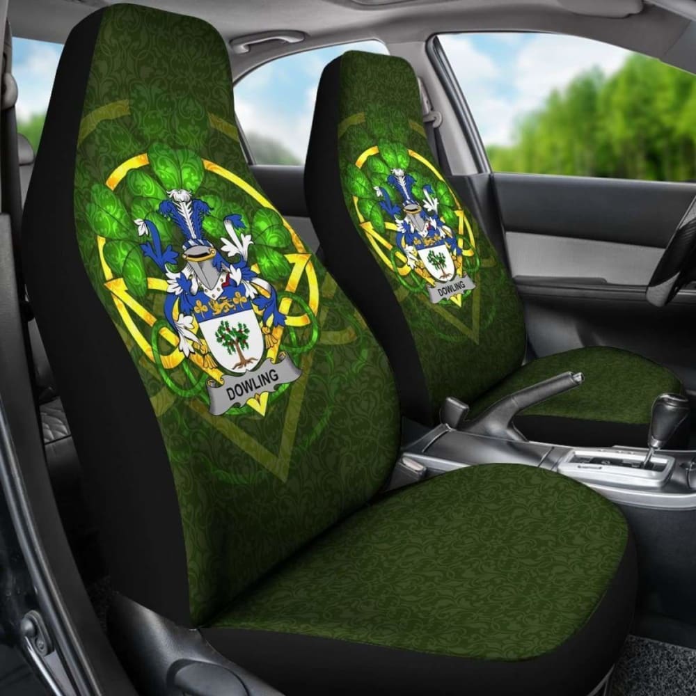 Dowling Or O’Dowling Ireland Car Seat Cover Celtic Shamrock (Set Of Two) 154230 - YourCarButBetter