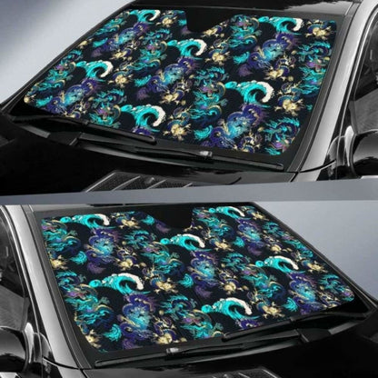Dragon Sea Wave Pattern Car Auto Sun Shades 172609 - YourCarButBetter