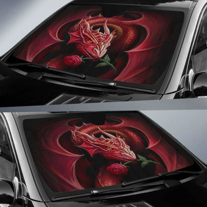 Dragon With Rose Mystical Car Sun Shades Amazing Gift 210101 - YourCarButBetter