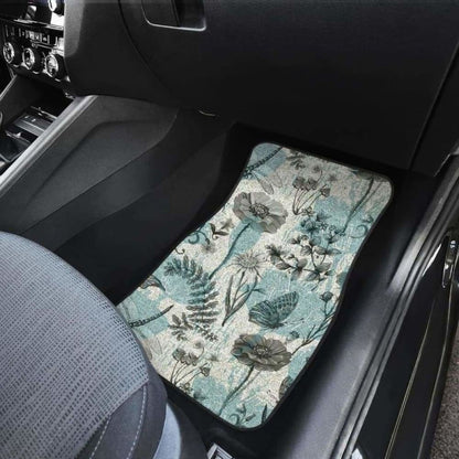 Dragonfly Butterfly Plants Insect Flower Vintage Style Pattern Front And Back Car Mats 135711