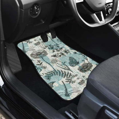 Dragonfly Butterfly Plants Insect Flower Vintage Style Pattern Front And Back Car Mats 135711