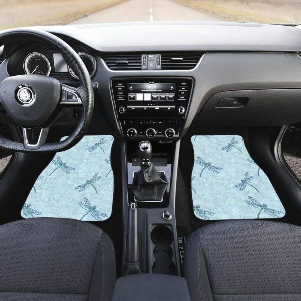 Dragonfly Pattern Blue Background Front And Back Car Mats 135711