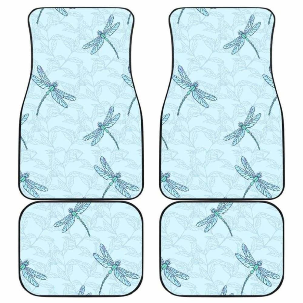 Dragonfly Pattern Blue Background Front And Back Car Mats 135711