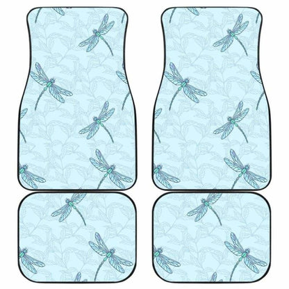Dragonfly Pattern Blue Background Front And Back Car Mats 135711