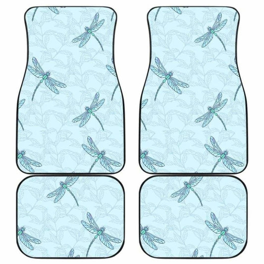 Dragonfly Pattern Blue Background Front And Back Car Mats 135711