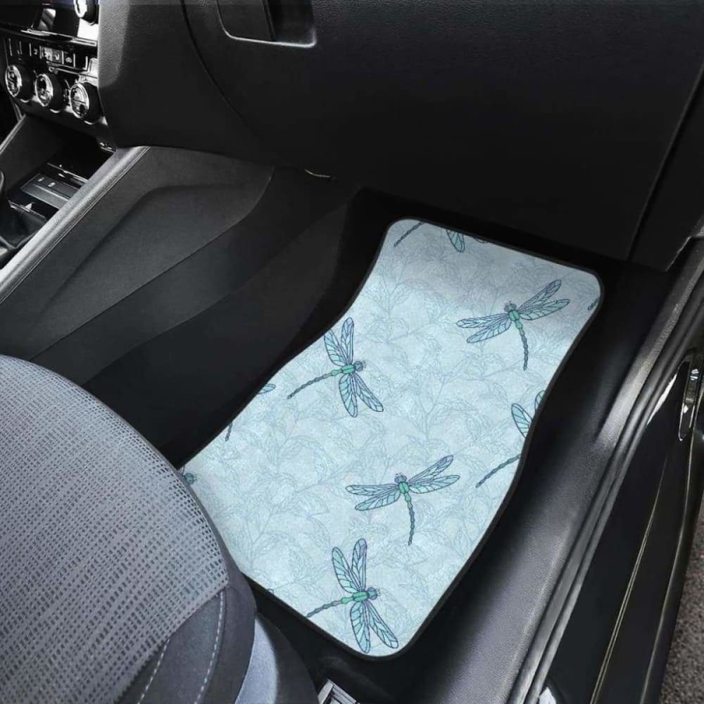 Dragonfly Pattern Blue Background Front And Back Car Mats 135711