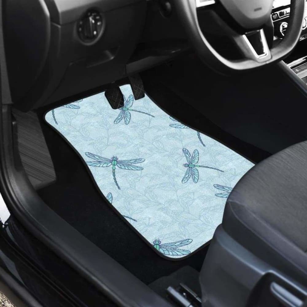 Dragonfly Pattern Blue Background Front And Back Car Mats 135711
