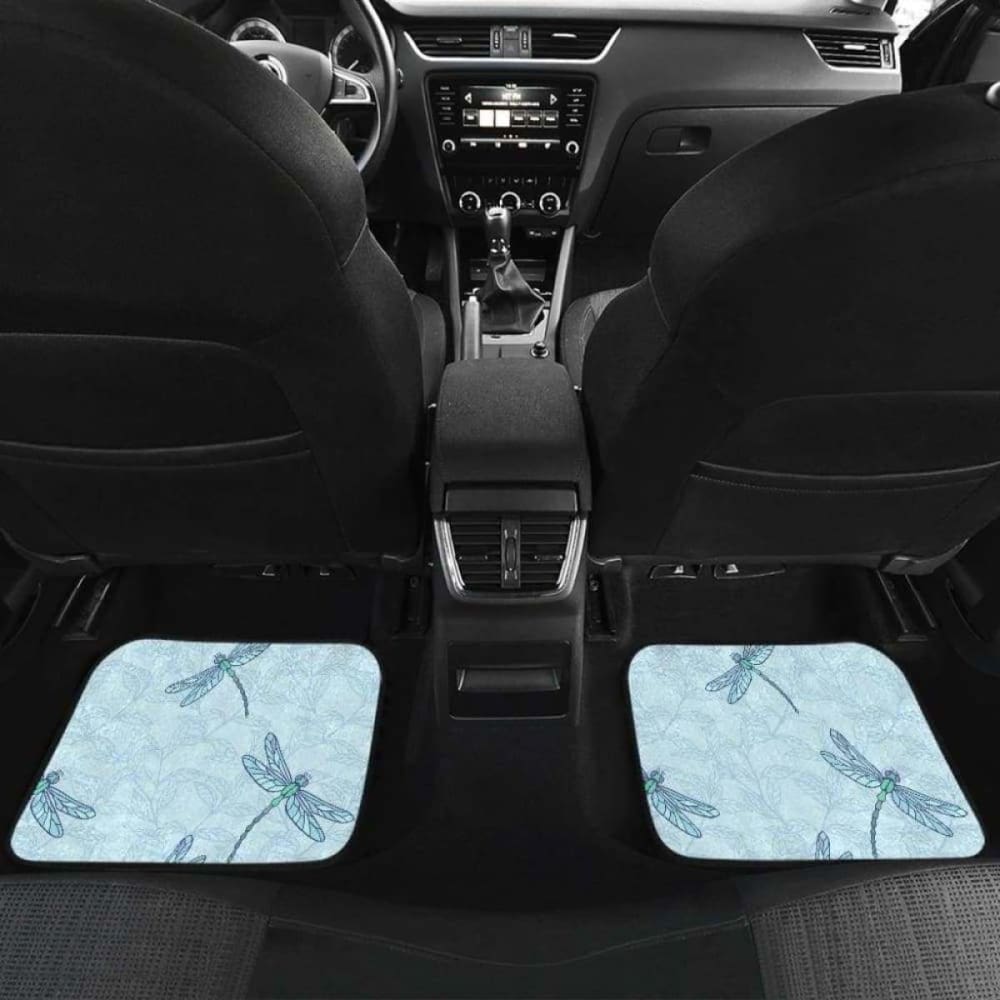 Dragonfly Pattern Blue Background Front And Back Car Mats 135711