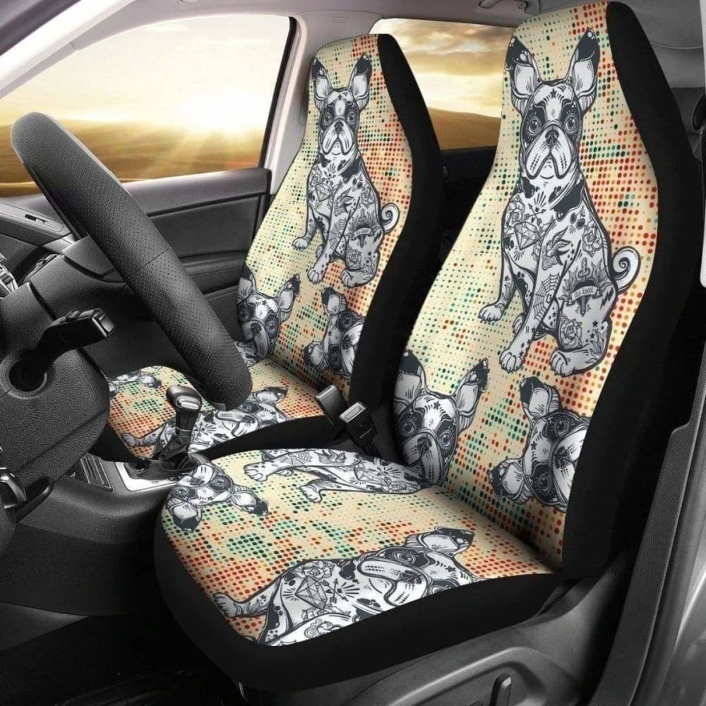 Draw French Bulldog Car Seat Covers 194110
