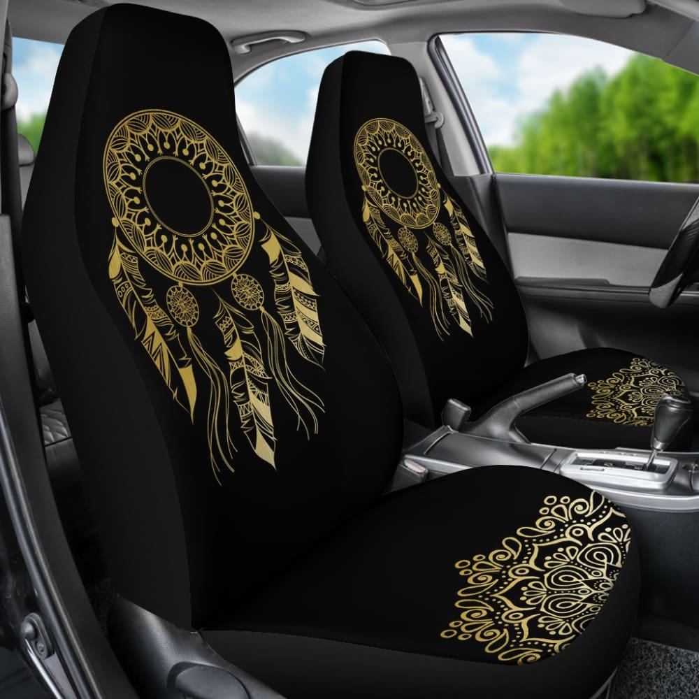 Dream Catcher Gold Mandala Lotus Boho Style Car Seat Covers 212802 - YourCarButBetter