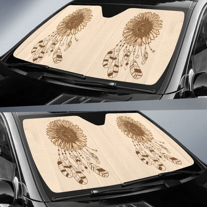 Dreamcatcher Car Auto Sun Shades With Sunflower Feather 212503 - YourCarButBetter