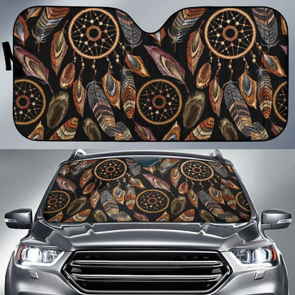 Dreamcatcher Feather Native American Auto Sun Shades 093223 - YourCarButBetter