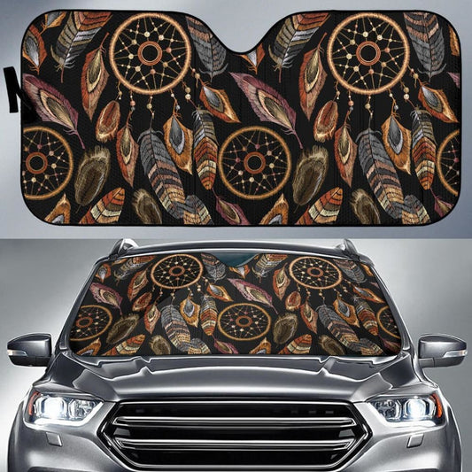 Dreamcatcher Feather Native American Auto Sun Shades 093223 - YourCarButBetter