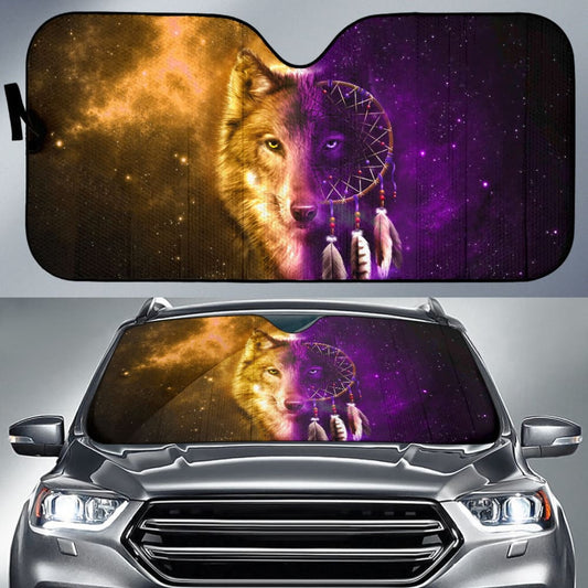 Dreamcatcher Purple Wolf Native American Car Auto Sun Shades 210201 - YourCarButBetter