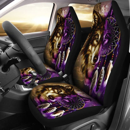 Dreamcatcher Purple Wolf Native American Car Seat Covers 093223 - YourCarButBetter