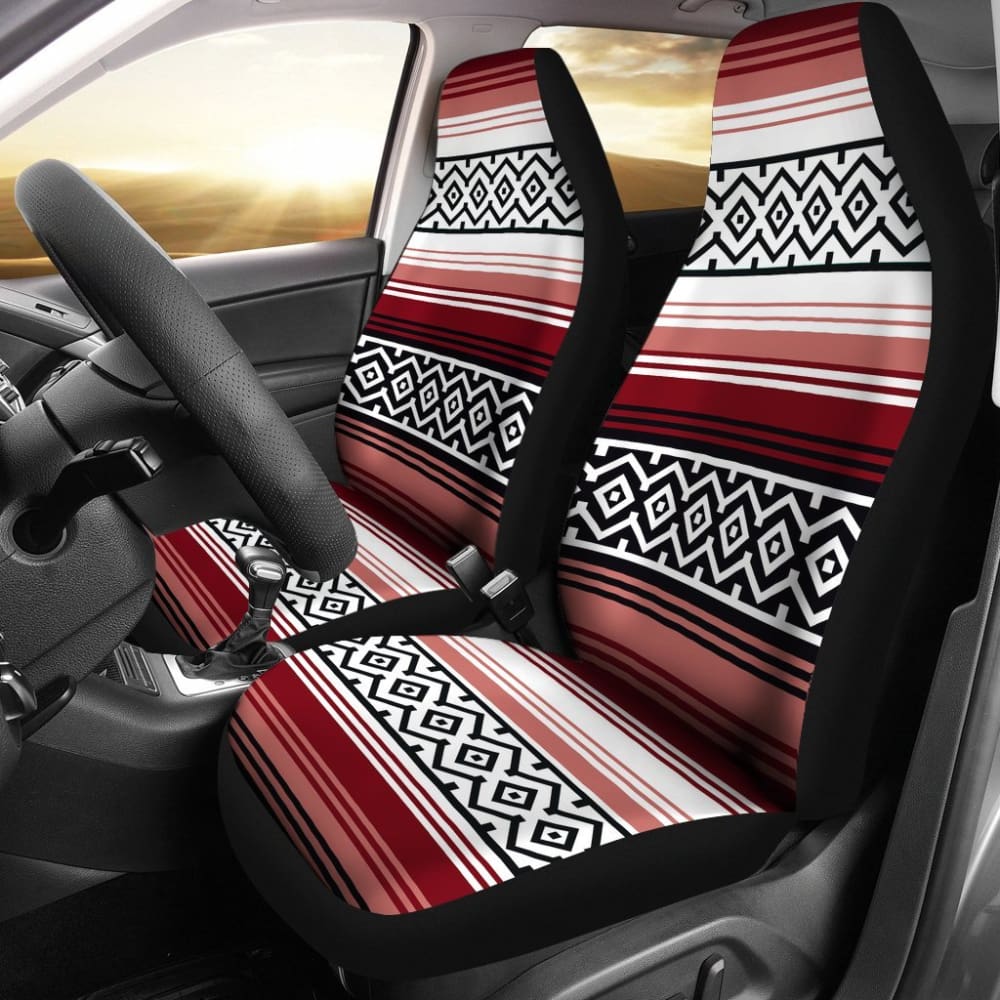 Dusty Rose White And Black Serape Inspired Car Seat Covers Seat Protectors 174510 - YourCarButBetter