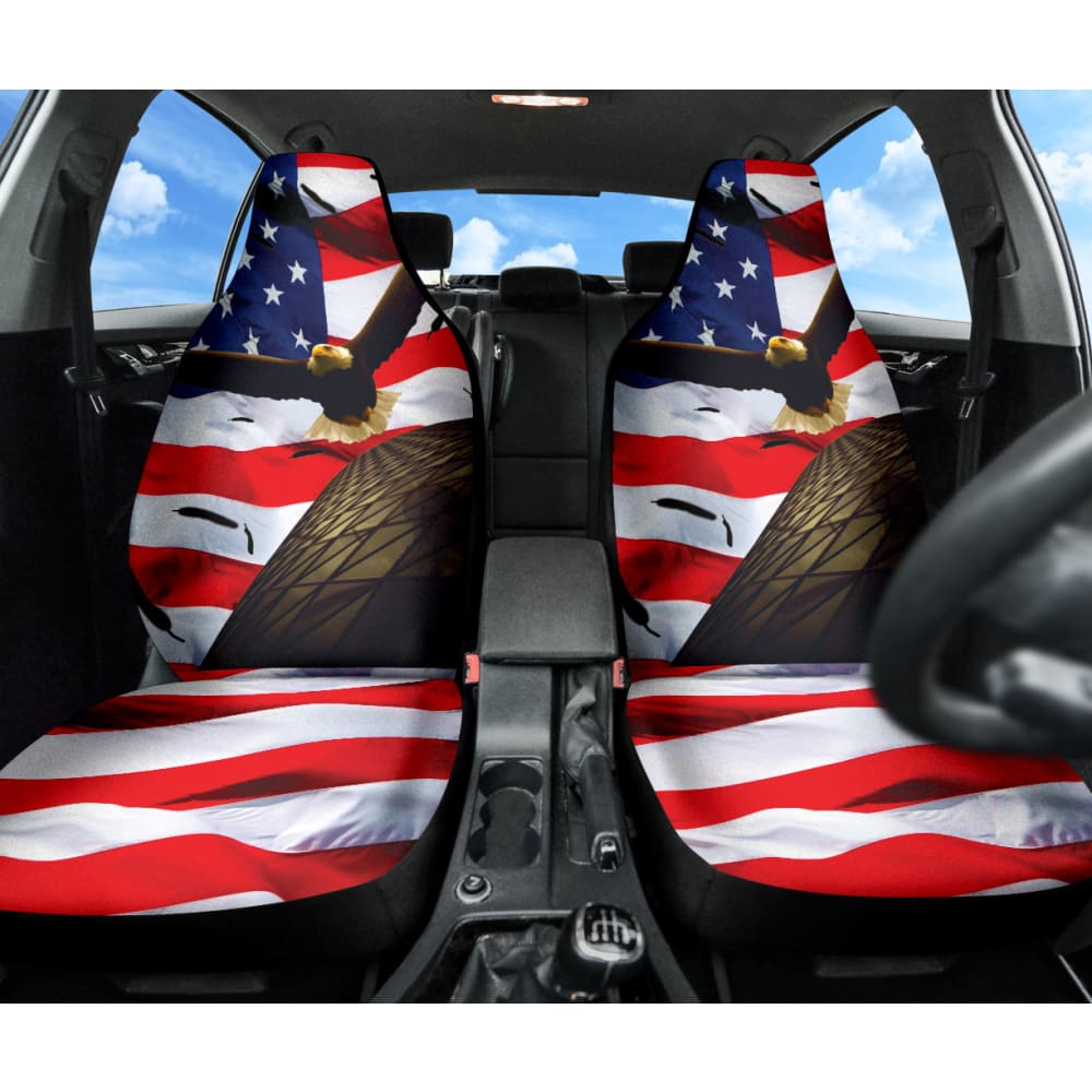 Eagle Fly American Flag Day Car Seat Covers Amazing 211101 - YourCarButBetter