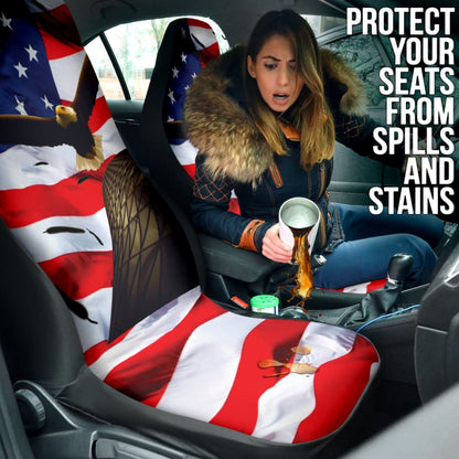 Eagle Fly American Flag Day Car Seat Covers Amazing 211101 - YourCarButBetter
