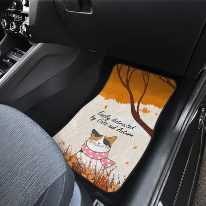 Easily Distracted By Cats And Autumn Car Accessories Gift Ideas Car Floor Mats 210205 - YourCarButBetter