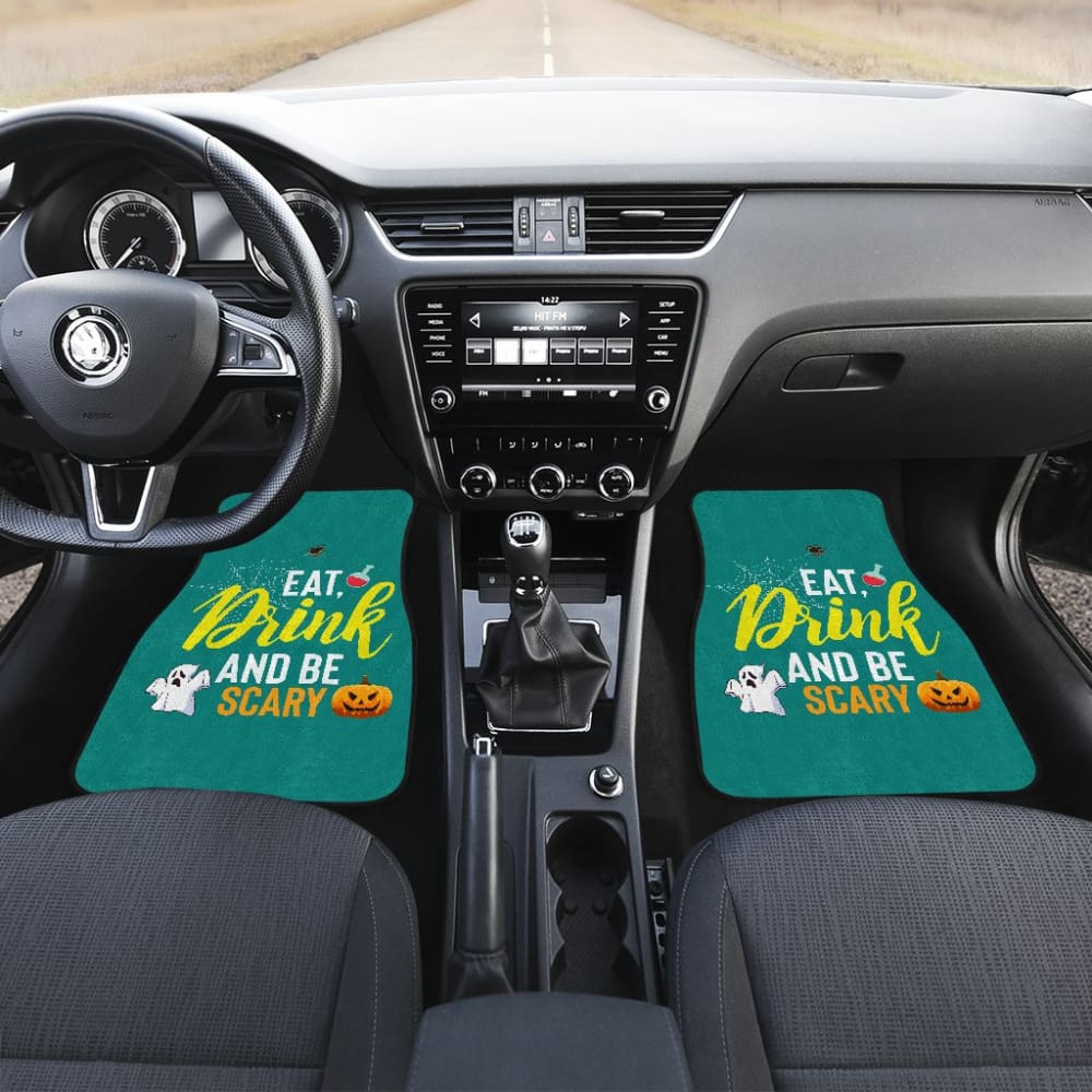 Eat Drink And Be Scary Ghost Halloween Custom Car Floor Mats 211501 - YourCarButBetter