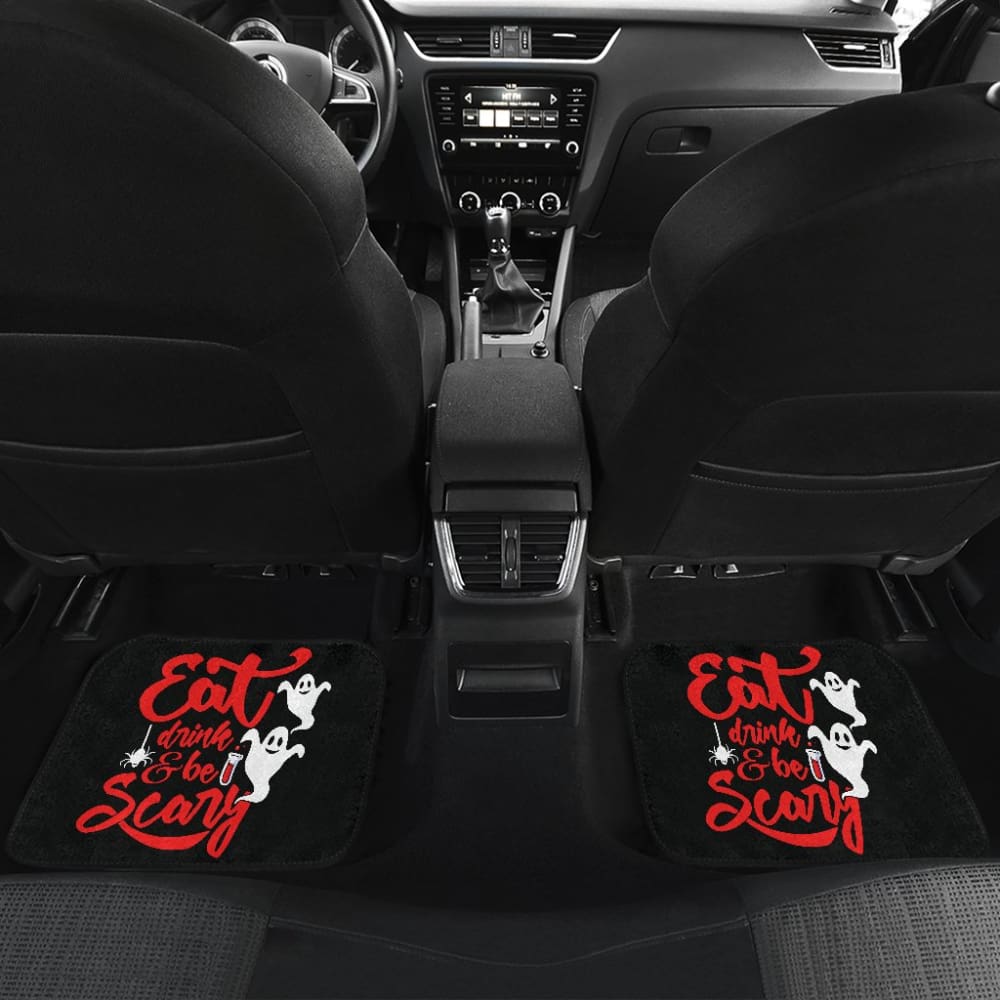 Eat Drink and Be Scary Halloween Inspired Car Floor Mats 211501 - YourCarButBetter