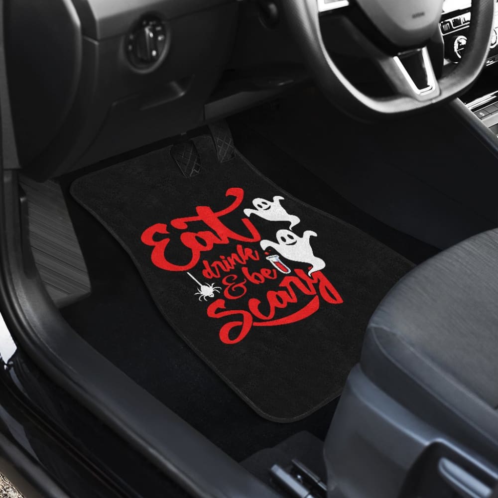 Eat Drink and Be Scary Halloween Inspired Car Floor Mats 211501 - YourCarButBetter