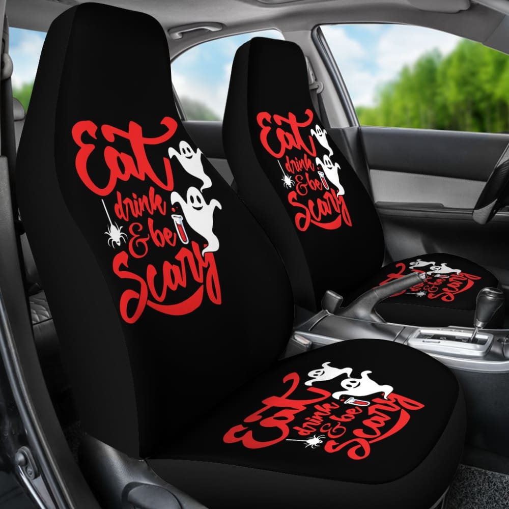 Eat Drink and Be Scary Halloween Inspired Car Seat Covers 211501 - YourCarButBetter