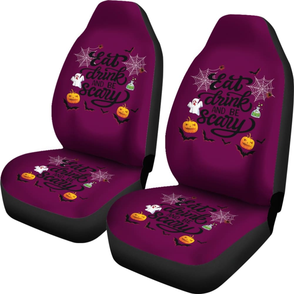 Eat Drink & Be Scary Car Seat Covers 211501 - YourCarButBetter