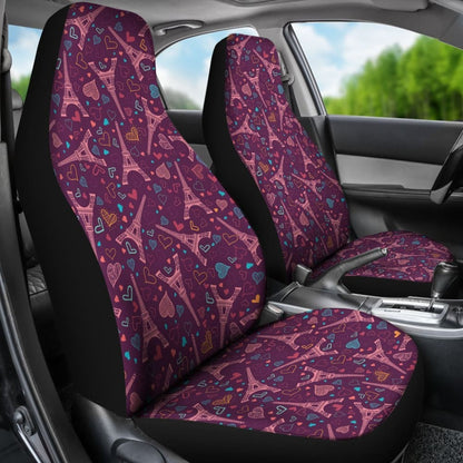 Eiffel Tower Heart Pattern Print Design 04 Car Seat Covers 101819 - YourCarButBetter