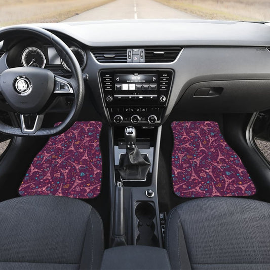 Eiffel Tower Heart Pattern Print Design 04 Front And Back Car Mats 101819 - YourCarButBetter