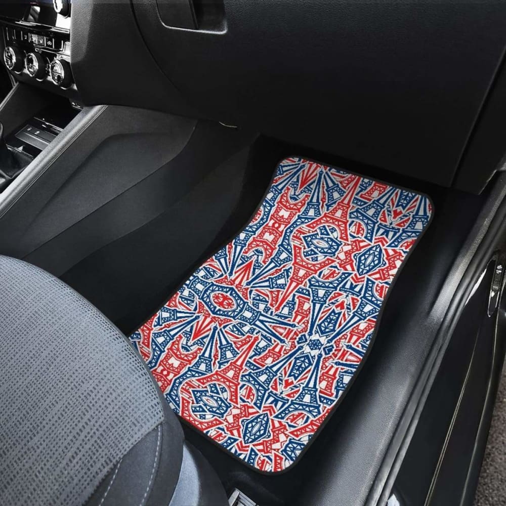 Eiffel Tower Pattern Print Design 02 Front And Back Car Mats 192609 - YourCarButBetter