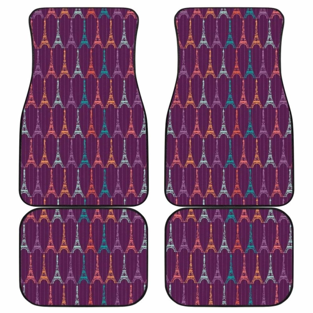 Eiffel Tower Pattern Print Design 05 Front And Back Car Mats 192609 - YourCarButBetter