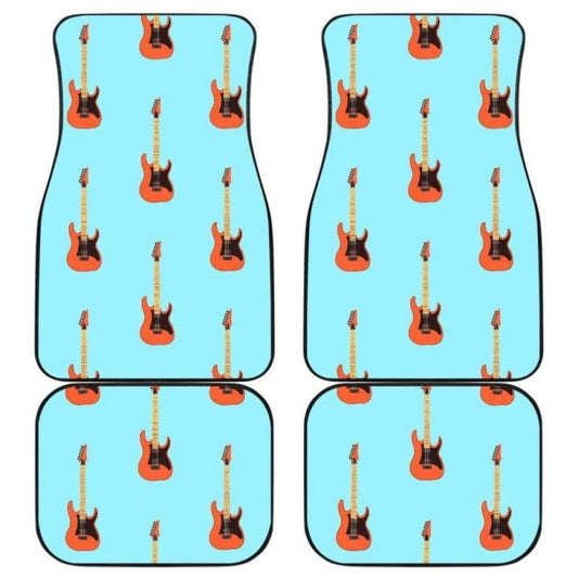 Electric Guitar Pattern Light Blue Background Front And Back Car Mats 221205 - YourCarButBetter
