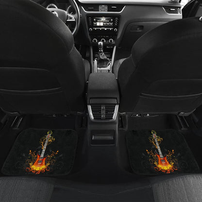 Electric Guitar Rocking In Fire Car Floor Mats 211305 - YourCarButBetter
