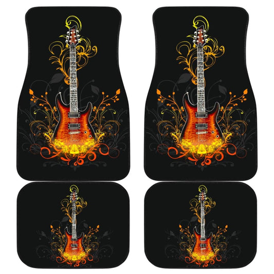 Electric Guitar Rocking In Fire Car Floor Mats 211305 - YourCarButBetter