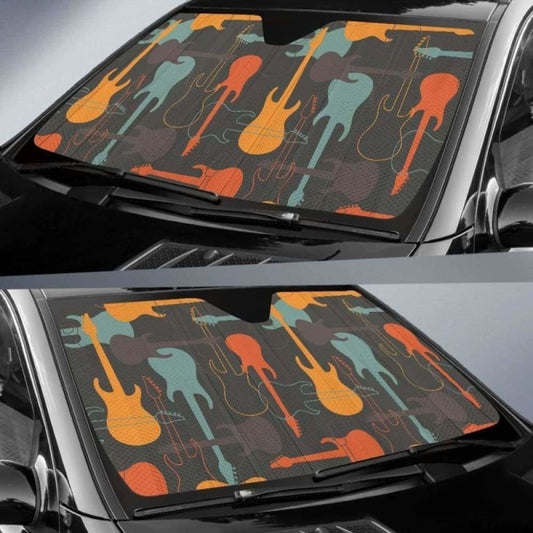 Electric Guitars Pattern Car Auto Sun Shades 102507 - YourCarButBetter
